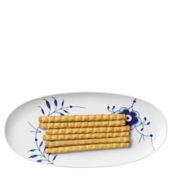 Blå Mega Riflet oval fat 37 cm