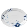 Blå Mega Riflet oval tallerken 28 cm