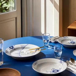 Blå Mega Riflet rundt serveringsfat 33 cm