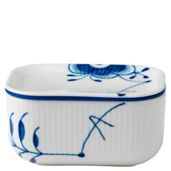 Blå Mega Riflet smørskål m/lokk