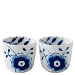 Blå Mega Riflet telyslykt 2 stk