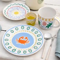 Bliss tallerken flat 22 cm krabbe multi