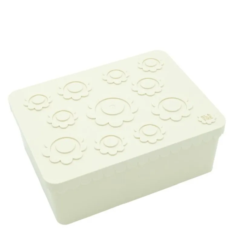 Blomst matboks treroms 19x14x7 cm beige