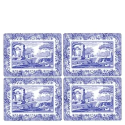 Blue Italian bordbrikke 4 stk blå/hvit