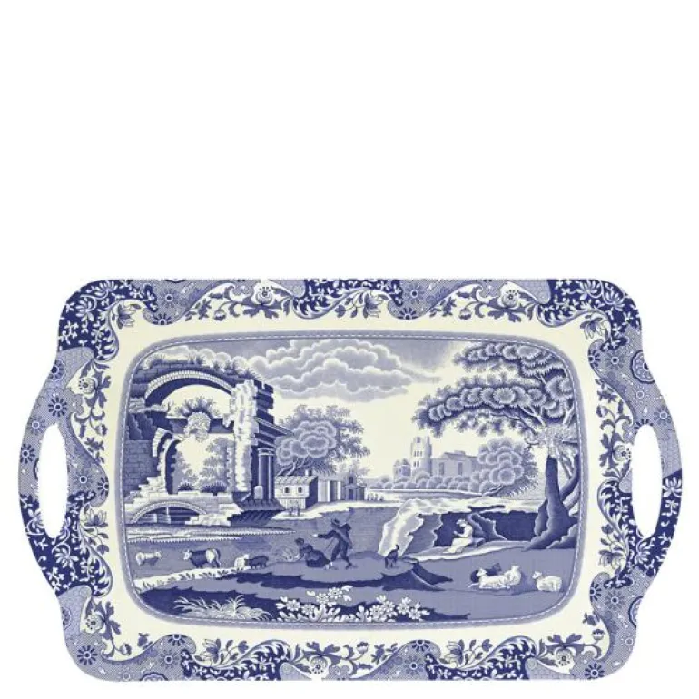 Blue Italian brett stort 48x30 cm blå/hvit