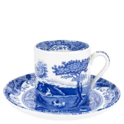 Blue Italian kaffekopp med fat 9 cl