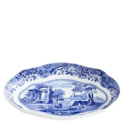 Blue Italian oval tallerken 21 cm blå/hvit