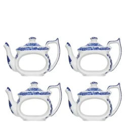 Blue Italian serviettring 4 stk blå/hvit