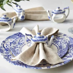 Blue Italian serviettring 4 stk blå/hvit