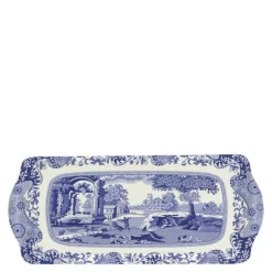 Blue Italian smørbrødfat 38,5x16,5 cm blå/hvit