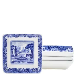 Blue Italian tallerken firkantet 7,5 cm 4 stk blå/hvit