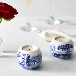 Blue Italian telysholdere 2 stk blå/hvit