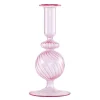 Bubble lysestake 19 cm rosa