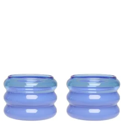Bubble. telysholder 2 stk 5,6 cm blue/milky blue
