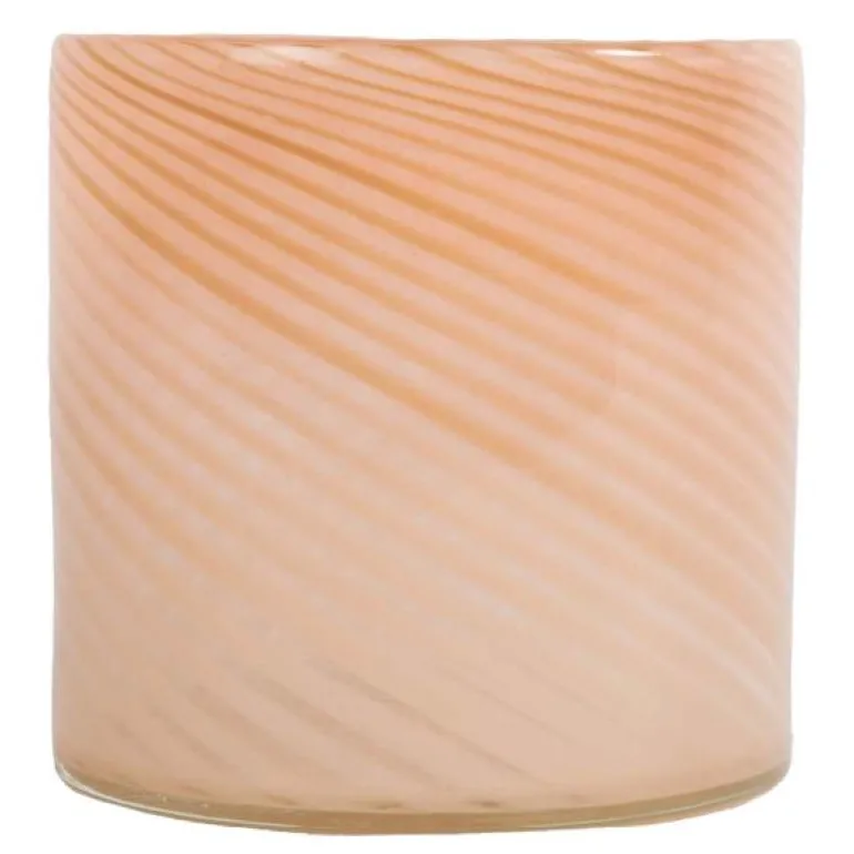 Calore lyslykt 10x10 cm line rosa/beige