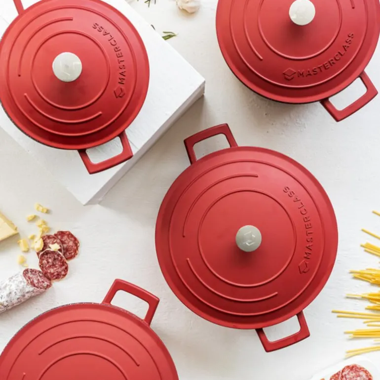 Cast Aluminium lav gryte 4L 29 cm rød