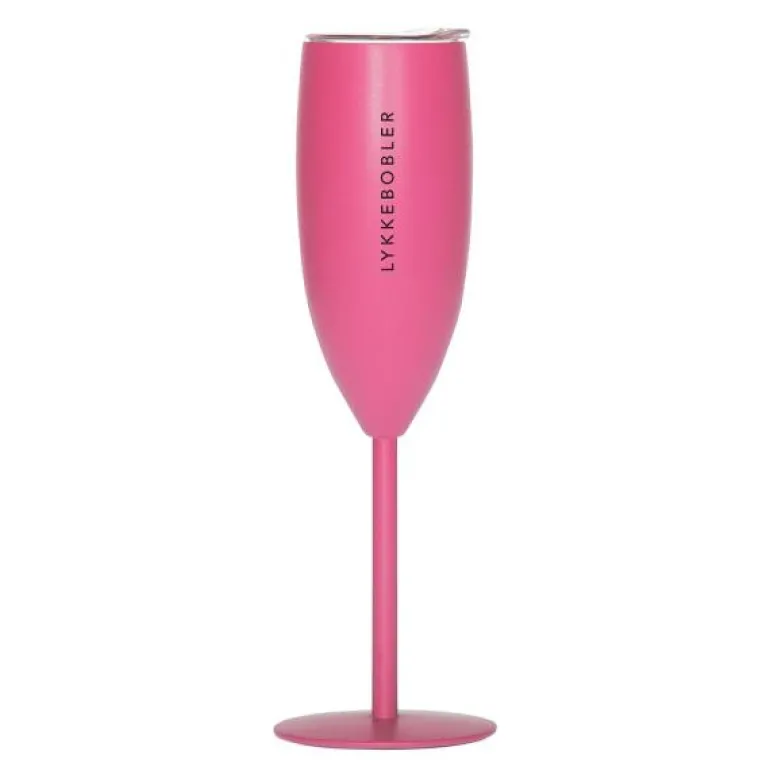 Champagneglass termo LYKKEBOBLER 12 cl mørk rosa
