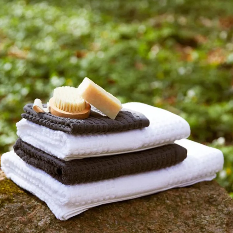 Check håndkle 50x100 cm hvit