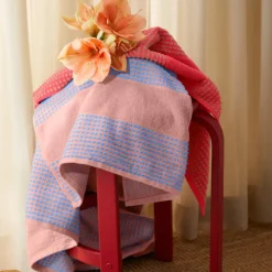 Check håndkle 70x140 cm rød/sand