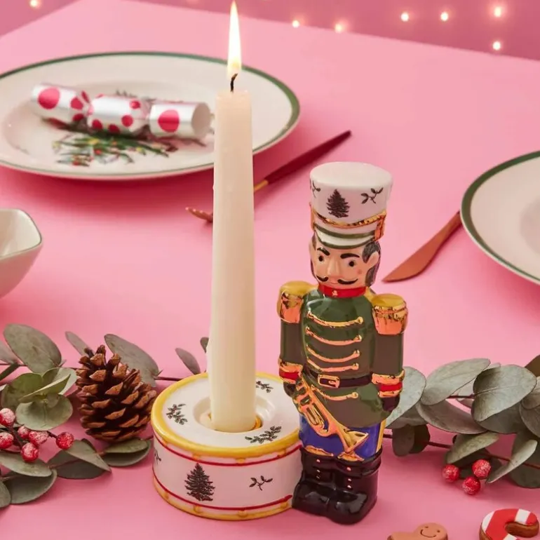 Christmas Tree lysestake 18 cm hvit/grønn/rød