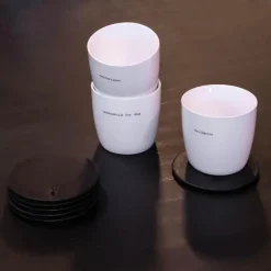 Coaster skinn 10 cm 6 stk svart