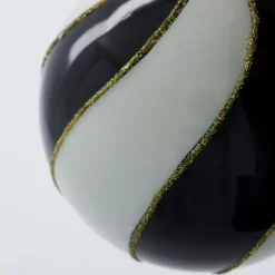 Coil julekuler 8 cm 4 stk svart/hvit