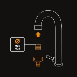 Comfort kranadapter innendørskran 13,6 cm svart