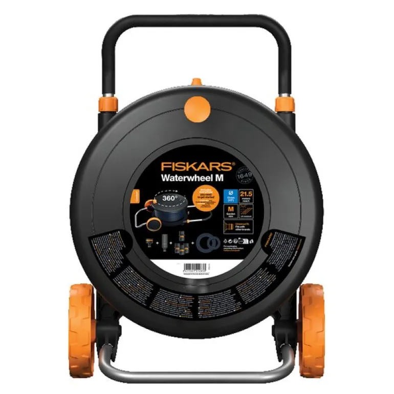 Comfort slangetrommel med slange 13mm 20m svart/oransje