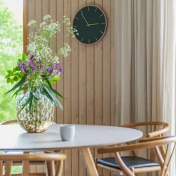 Conifer Oak veggklokke 28 cm mørk grønn linoleum m/gull viser