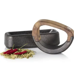 Crush morter avlang 17 cm støpejern/akasietre