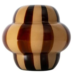 Curlie vase 22 cm gul/ brun/beige striper