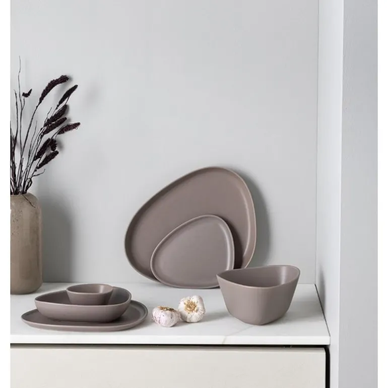 Curve Stoneware serveringsfat 35x30 cm varm grå