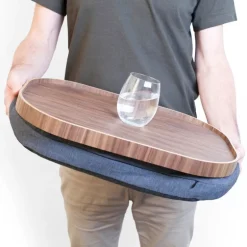 Curveline knebrett anti-slip 47x34 cm valnøtt/grå