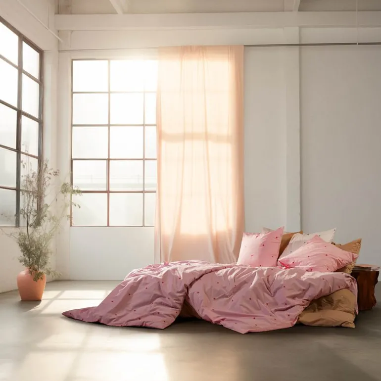 Daisy sengetøy 140x200 cm rosa/rød