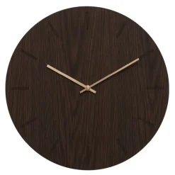Dark Oak veggklokke 38 cm mørk eik m/kopper viser