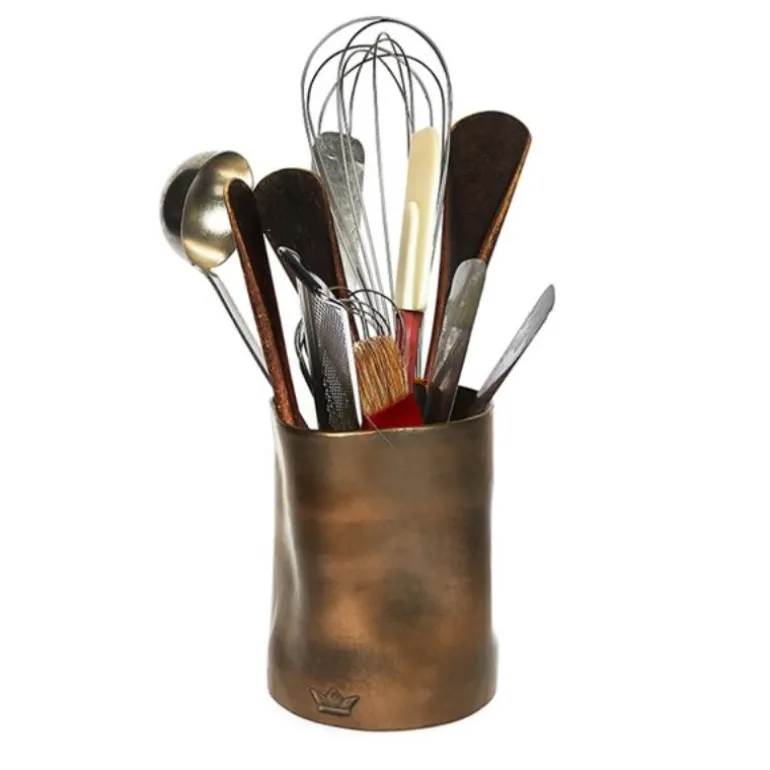 Dented redskapskrukke 19 cm bronse