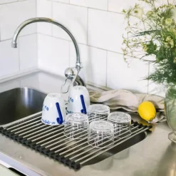 Dina oppvaskstativ rullbart 23x37 cm stål/silikon