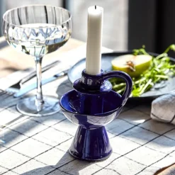 Diva lysestake 14 cm blå