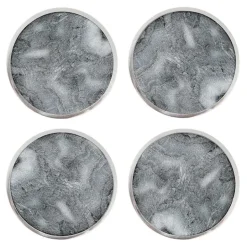 Drikkebrikker 10,5 cm 4 stk grå/forniklet messing