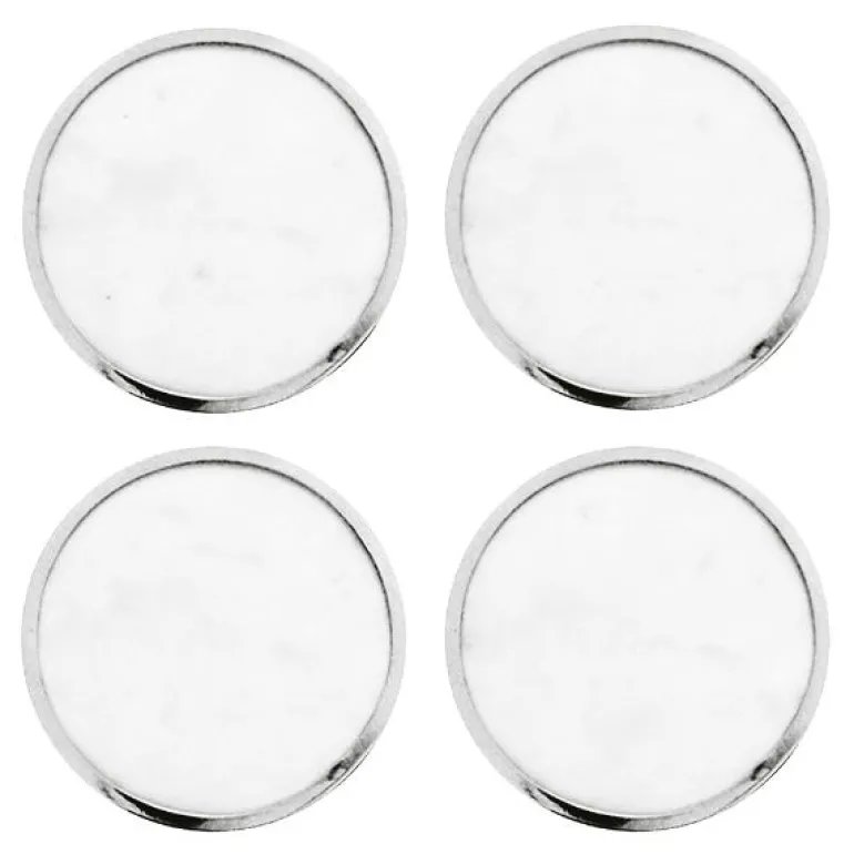 Drikkebrikker marmor 10,5 cm 4 stk hvit