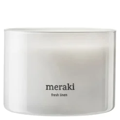 Duftlys fresh linen 7,5x10 cm hvit