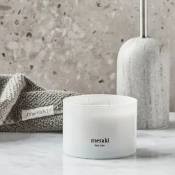 Duftlys fresh linen 7,5x10 cm hvit