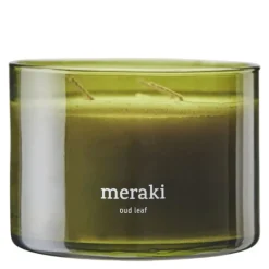 Duftlys oud leaf 7,5x10 cm grønn