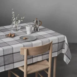 Duk 140x140 cm large checks hvit