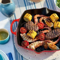 Dyp grillpanne støpejern 30 cm cerise