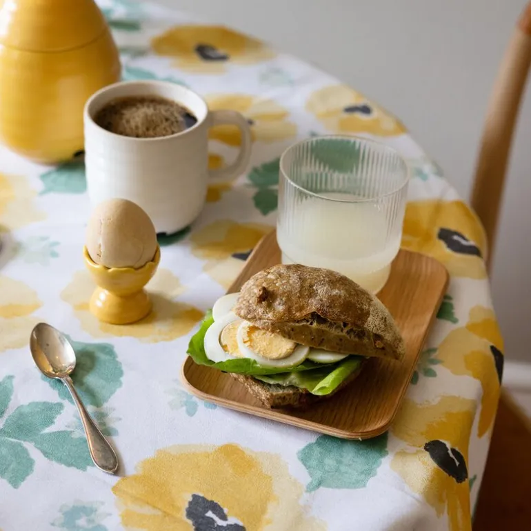 Eden rund vokset duk 180 cm gul mix