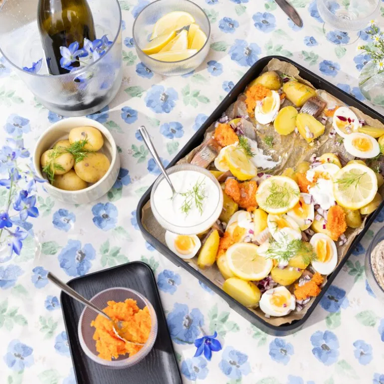 Eden vokset duk 150x250 cm blå mix