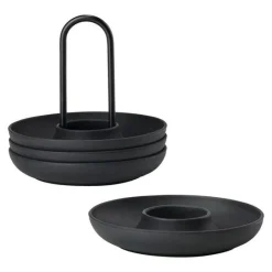 Eggeglass m/holder 4 stk svart