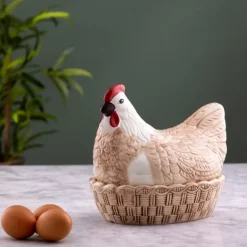 Eggoppbevaring høne 23,4 cm natur