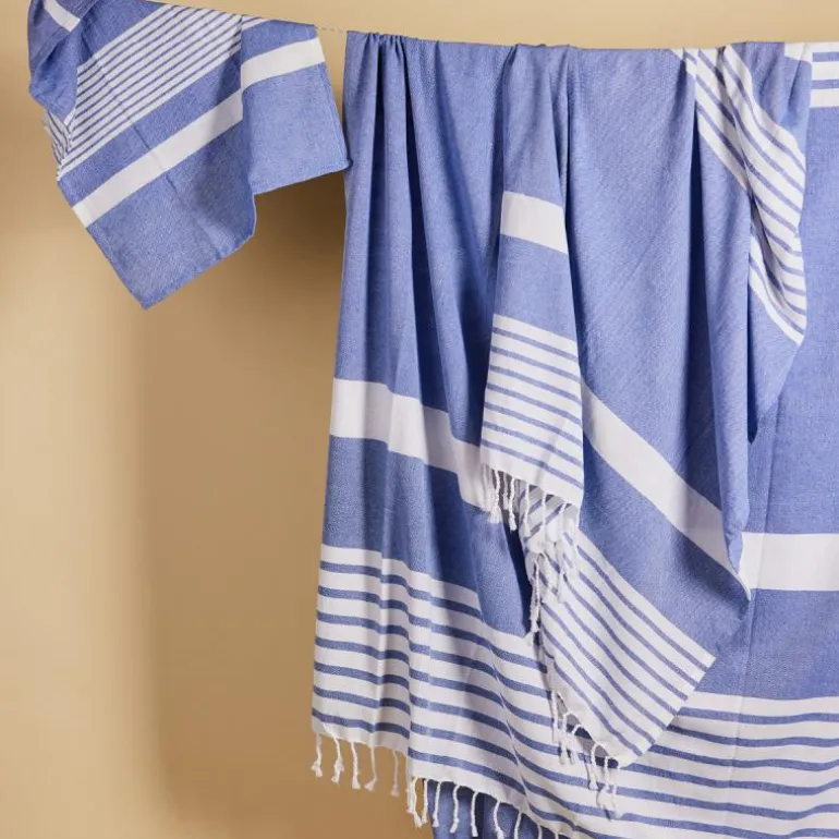Ella Hamam duk 145x250 cm blå